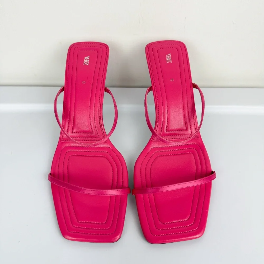 ZARA Pink Strappy Heels Sz 40 / US 9.5 Barbie Chic